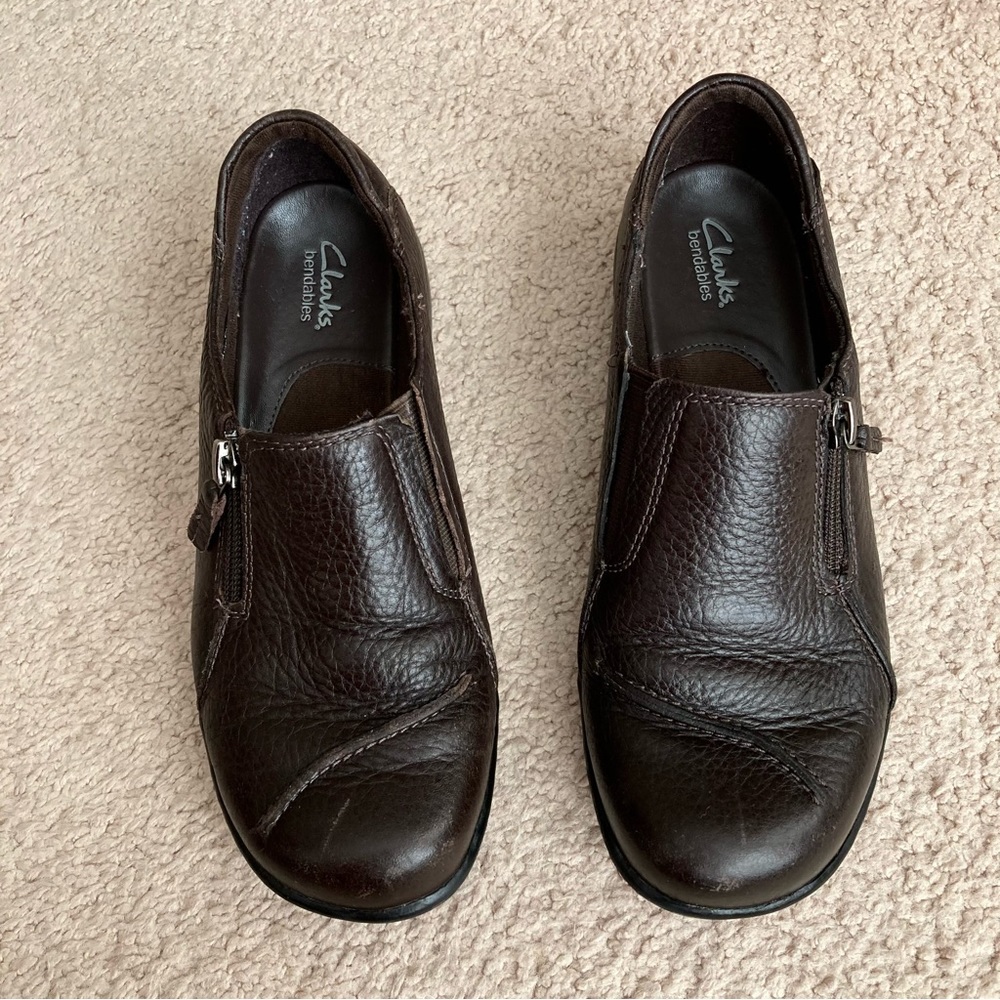 Clarks Bendables Women’s Brown Leather Shoes Loafers 6M US